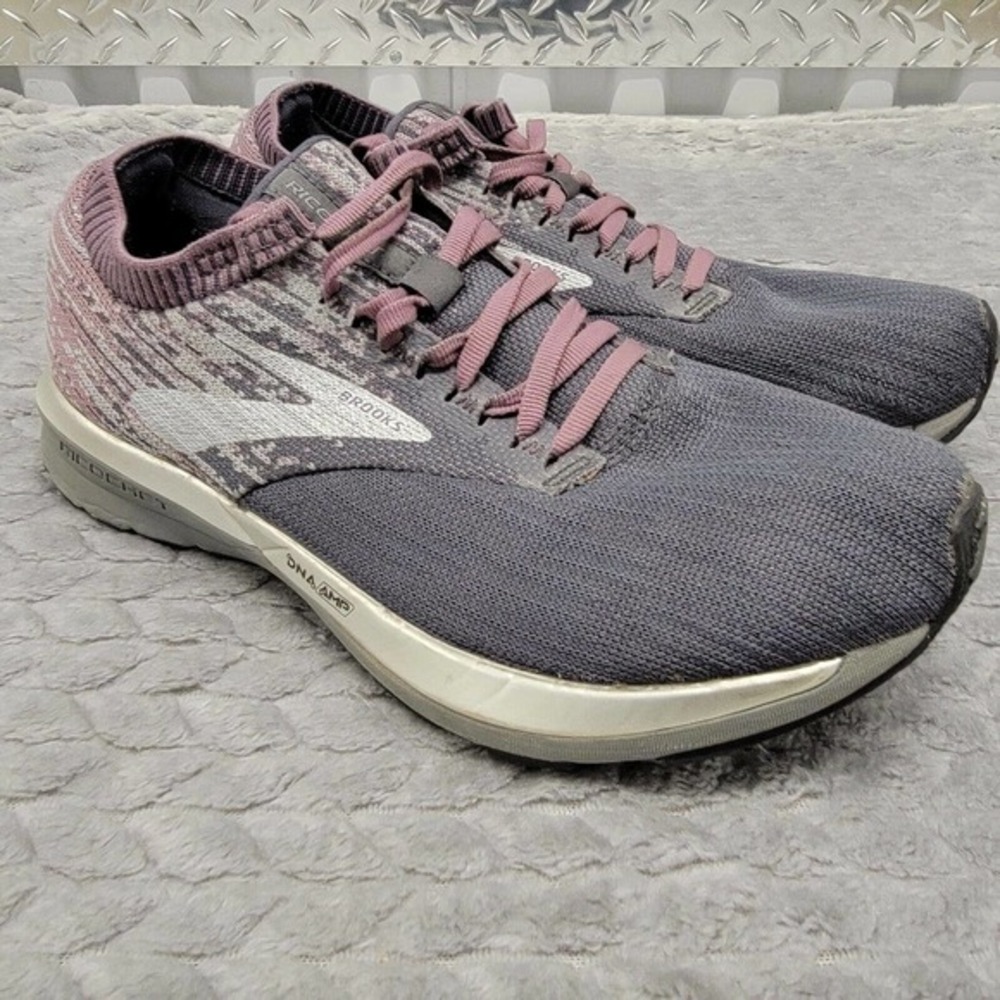 Brooks Womens Ricochet Shoes Sneaker Size 9.5 Gray Pink Running Athletic Walking